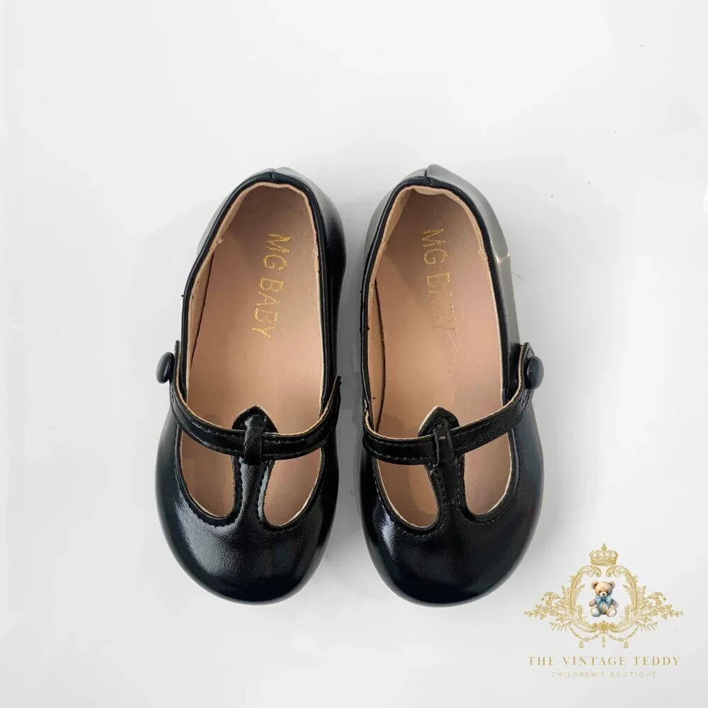 NWT Pretty Girls Mary Jane Flats Vintage Style Cute Children's Shoes Black 11